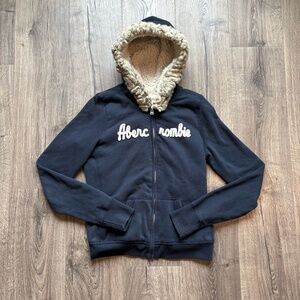 Y2K Vintage Abrocrombie Fur Hood Zip Up Hoodie